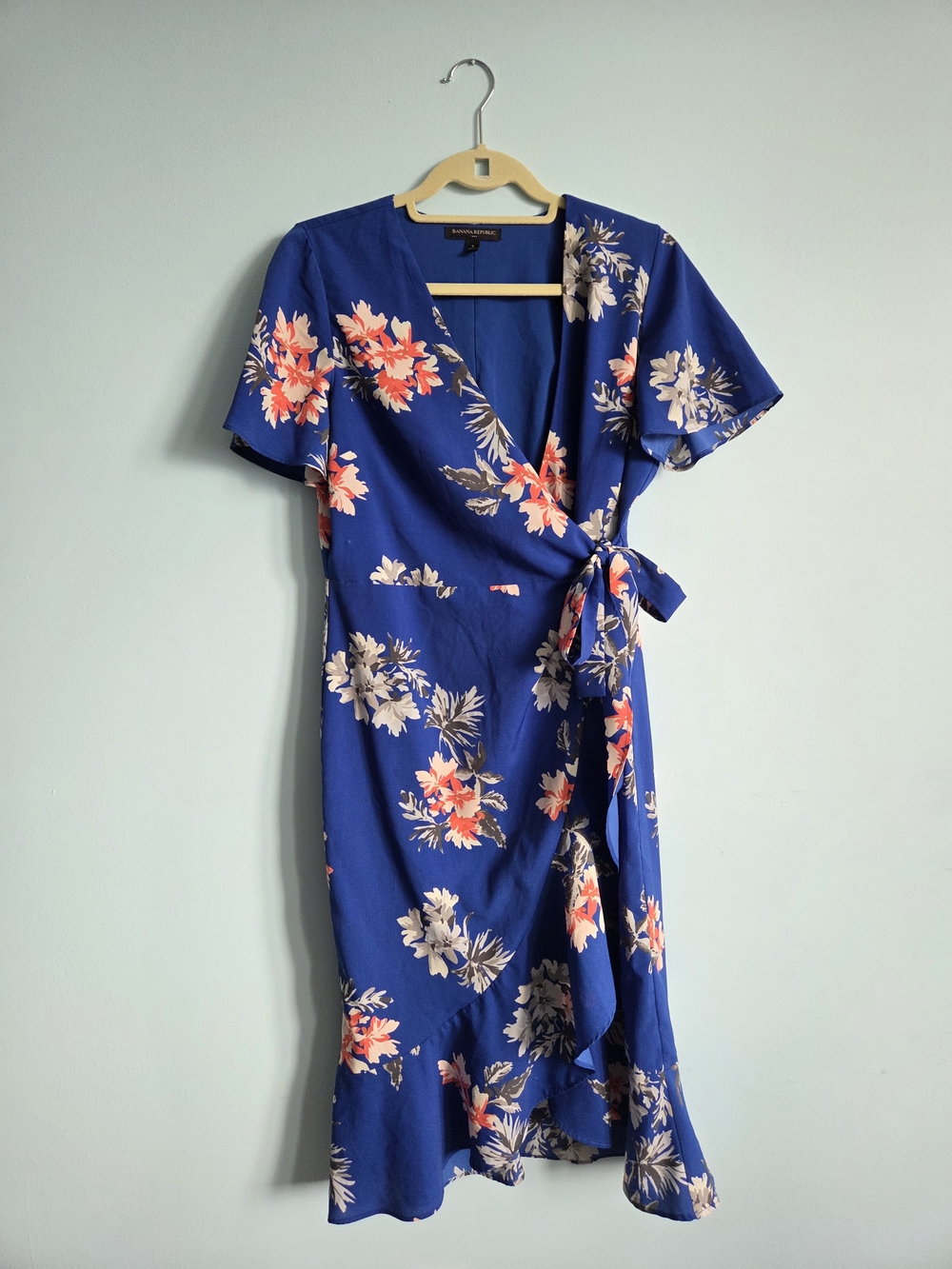 Banana Republic Royal Blue Floral Wrap Dress